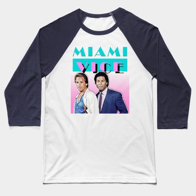 Miami Vice  - 80s Tribute Art Logo Design Baseball T-Shirt by DankFutura